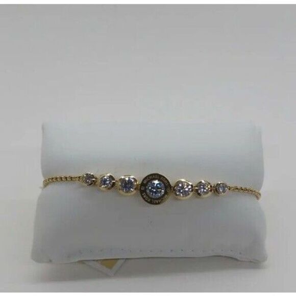 MICHAEL KORS MKJ5334710 Brilliance Yellow Gold Bracelet Slider Crystals - Picture 1 of 13